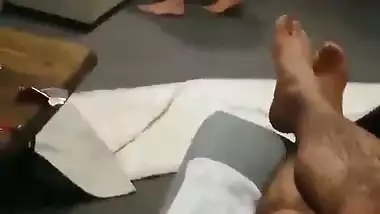 Cuckold sees his desi nude wife getting fucked by a servant