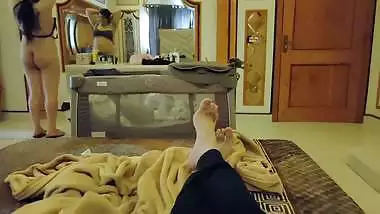Cute hijab girl first time boobs show to lover