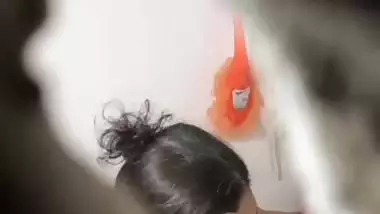 Neighbor wife bath and wearing bra caught through window