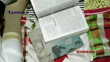 Desi reads a book but horny husband distracts her for XXX mischief